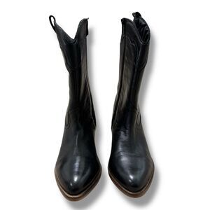Frye Black Leather Western Heeled Boots
